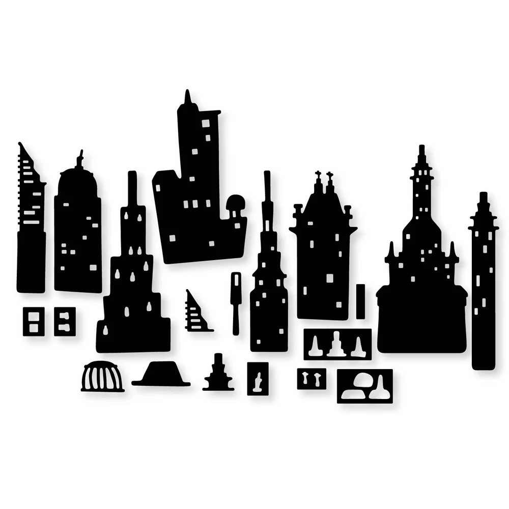 

ForeWan city building house Metal Cutting Dies Stencil for DIY Scrapbooking Paper Card Making embossing craft dies cut 2019 new
