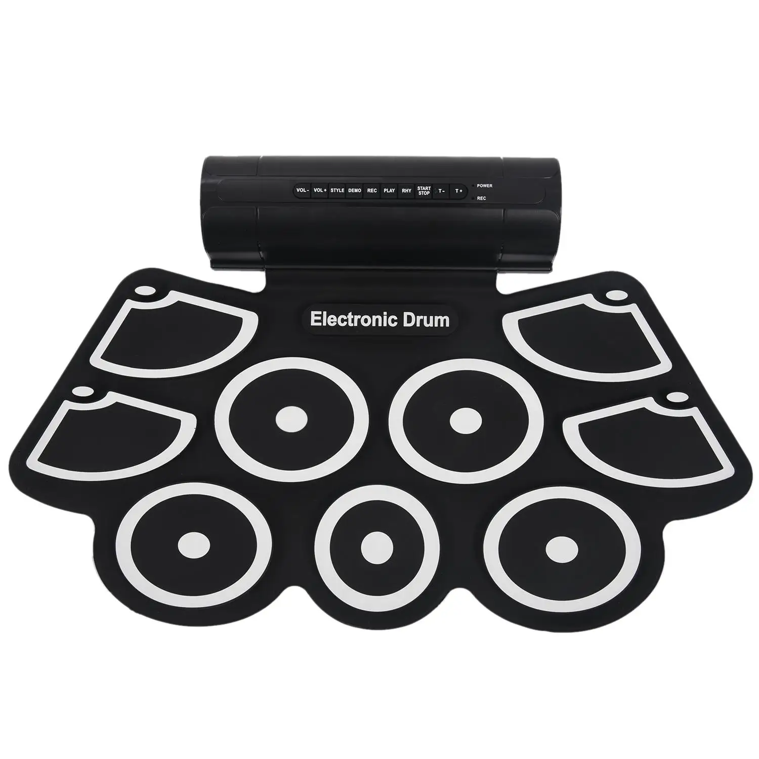 

Portable Roll up Electronic USB MIDI Drum Set Kits 9 Pads Built-in Speakers Foot Pedals Drumsticks USB Cable For Practice