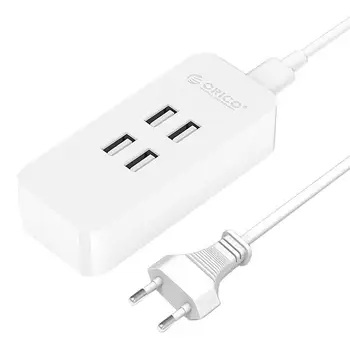 

Dcv-4U 4 Port Usb Charger 5V 2.4A 20W Desktop Smart Charger Adapter For Moblie Phone Tablet Notebook(Eu Plug)