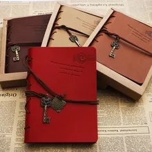 

4 colors A5 Vintage Leather Notebook Retro Journal with Key Binding Diary Book Gold Age Stationery Gift Free shipping 1481
