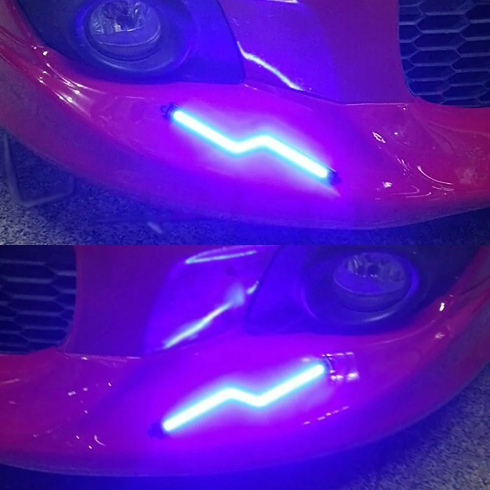 2pcs DC 12V Z Shape LED COB daytime running lights White Blue Crystal