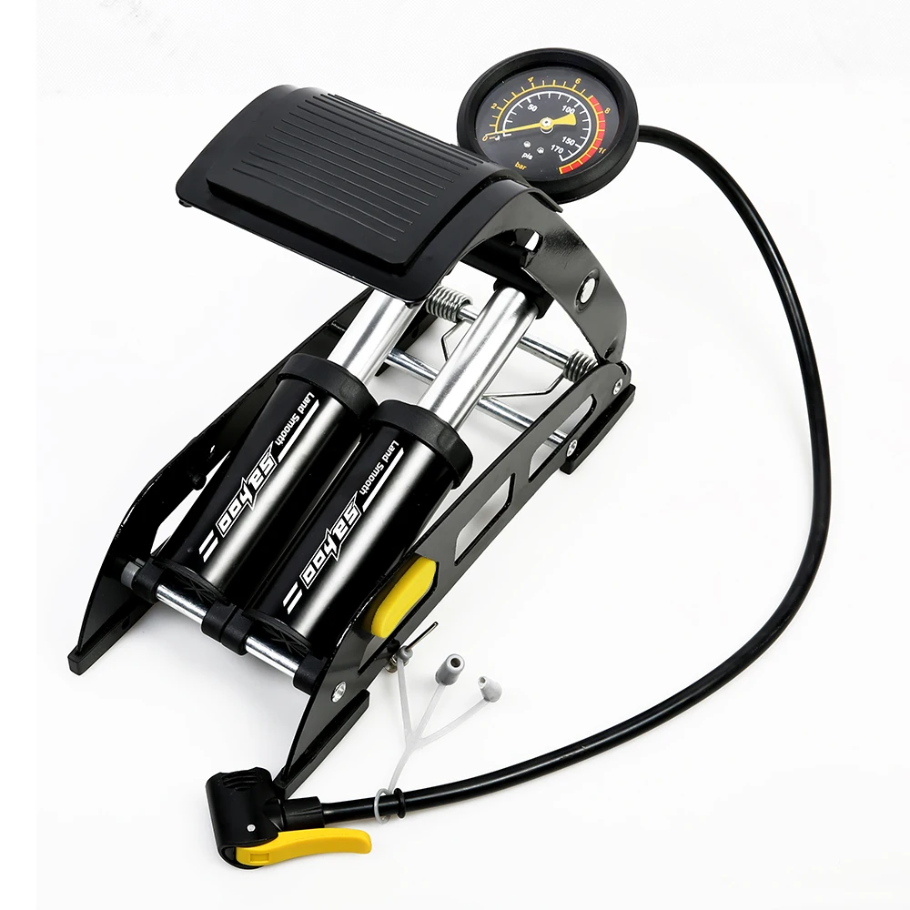 

SAHOO Aluminum Alloy Bicycle MTB Motorcycle Car Bike Foot Air Pump Portable High-Pressure Steel No-Slip Bike Inflatable Air Pump