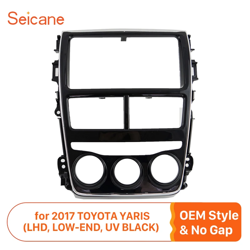 

Seicane Car Radio Fascia Panel Install Frame Dash Trim Mount Kit For 2017 TOYOTA YARIS(LHD, LOW-END, UV BLACK) 2DIN No Gap