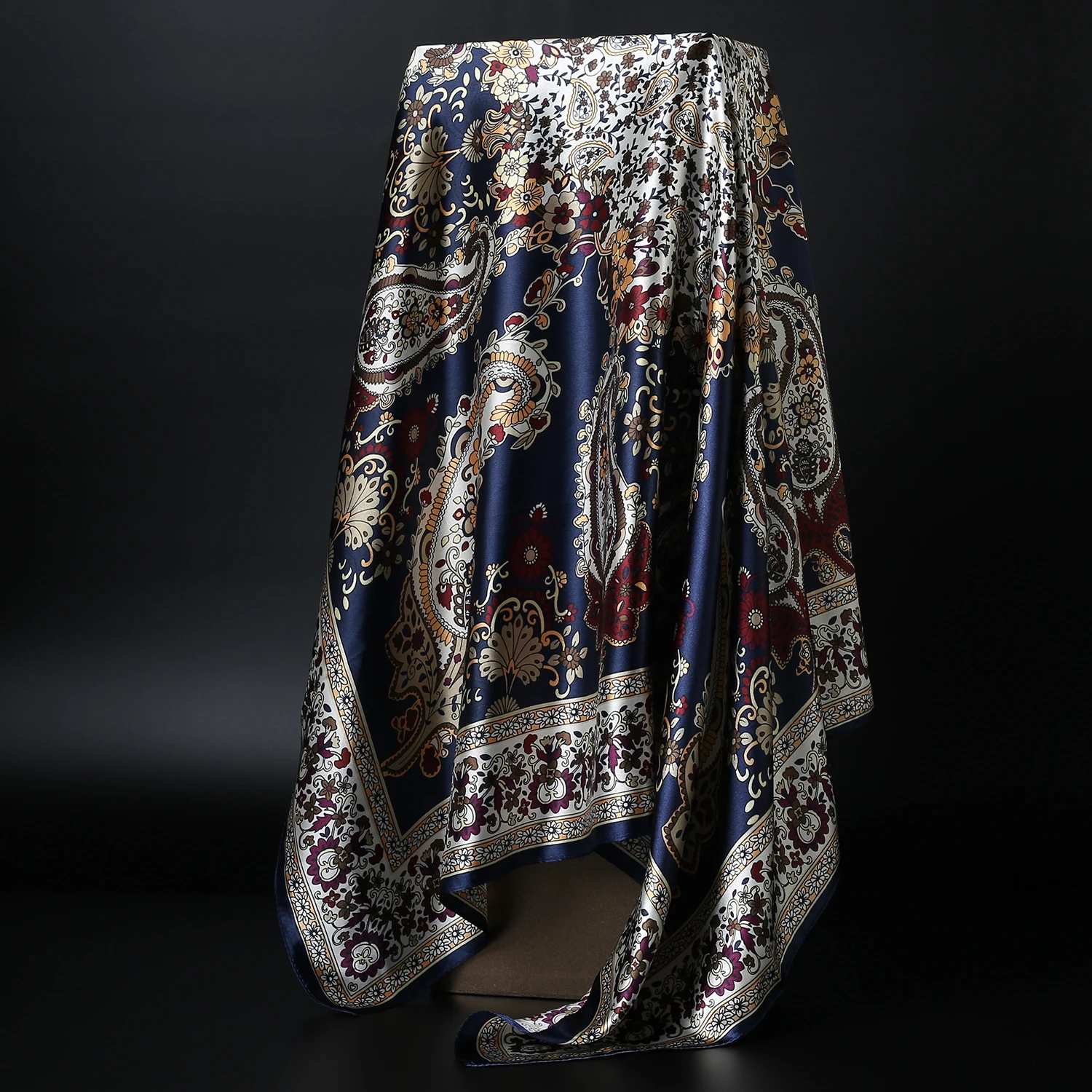 

New Fashion Scarves for Women Print Satin Silk Scarf Female 90x90cm Square Shawl Bandana for Head Large Hijab Scarfs For Ladies