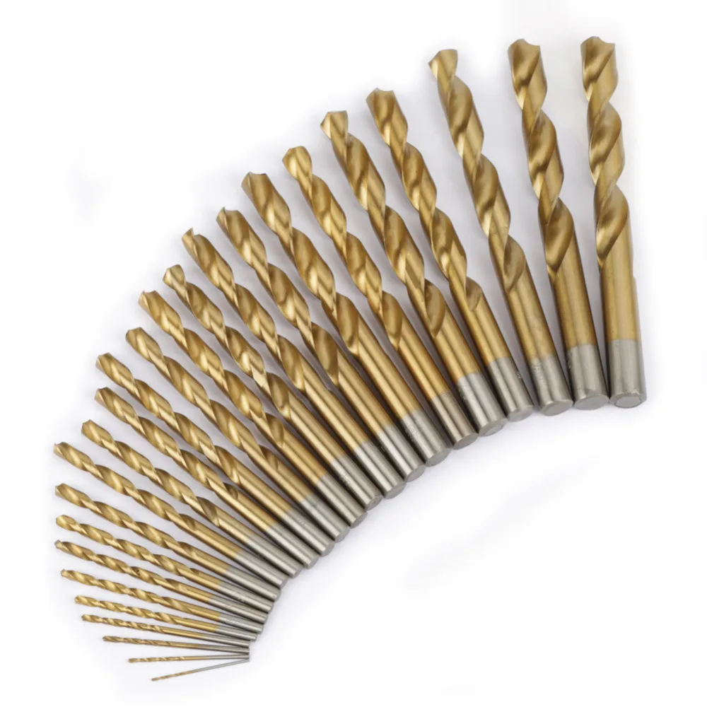 

25pcs Mini Twist Drill Bit HSS Titanium Coated Drill Bit Set Woodworking Metal Plastic Tools 1-13mm