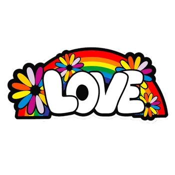 Love Rainbow Hippie Hippie Flower Girl Vinyl Sticker Car Bumper Decal Decorate Personalized Accessories For