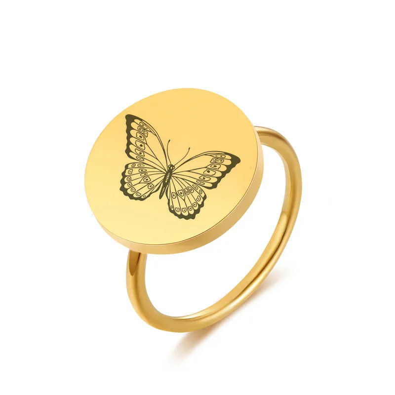 

Vnox Butterfly Cat Ring Women Gold Color Stainless Steel Girl Unique Gift Size 6 7 8 9