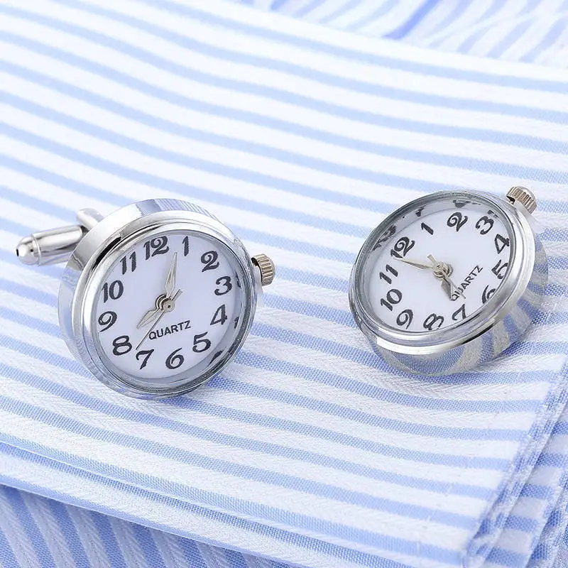

New Watch Cufflinks Real Clock Cuff links With Battery Tourbill Suit Sleeve Buttons Machine Core Mechanical Mens Jewely Gifts