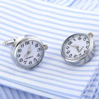 

New Watch Cufflinks Real Clock Cuff links With Battery Tourbill Suit Sleeve Buttons Machine Core Mechanical Mens Jewely Gifts