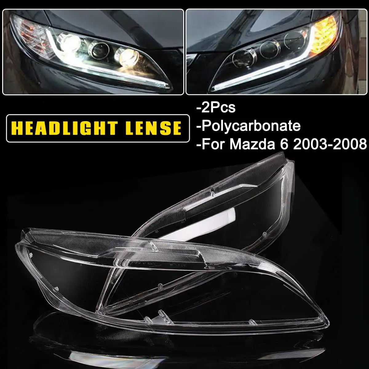 Kopen Autoleader 1 Paar Voor Mazda 6 2003 2008 Auto Koplamp Koplamp Plastic Clear Shell Lamp Cover Vervanging Lens Cover 60 Cm X 6 Cm