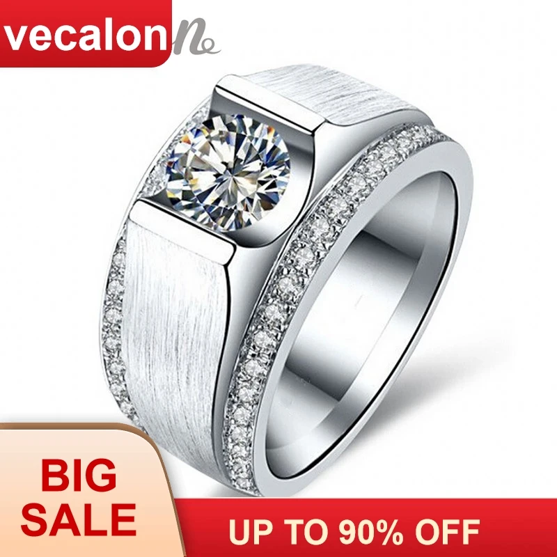 Vecalon, новинка, обручальное кольцо для мужчин, 2ct, Cz камни по месяцу рождения, 925 пробы, серебро, мужское обручальное кольцо на палец, модное ювелирное изделие