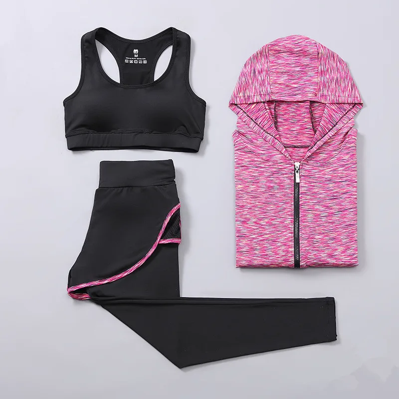 Спортивная одежда, комплект из 3 предметов для йоги, женская одежда для спортзала, спортивный костюм, рубашка, Топ+ бюстгальтер+ шорты, Женская Спортивная одежда для тренировок, бега, фитнеса