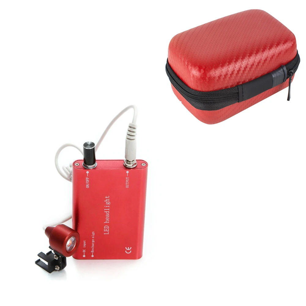 

Denshine Dentist Tools Portable Red LED Head Light Lamp for Dental Surgical Medical Binocular Loupes With Carry Case