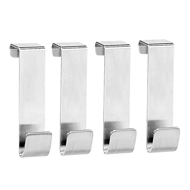 Special Offers 4pcs/lot Over Door Hook Stainless Steel Kitchen Cabinet Clothes Hanger Organizer Holder Door Desk Storage Rack Bathroom Supplies