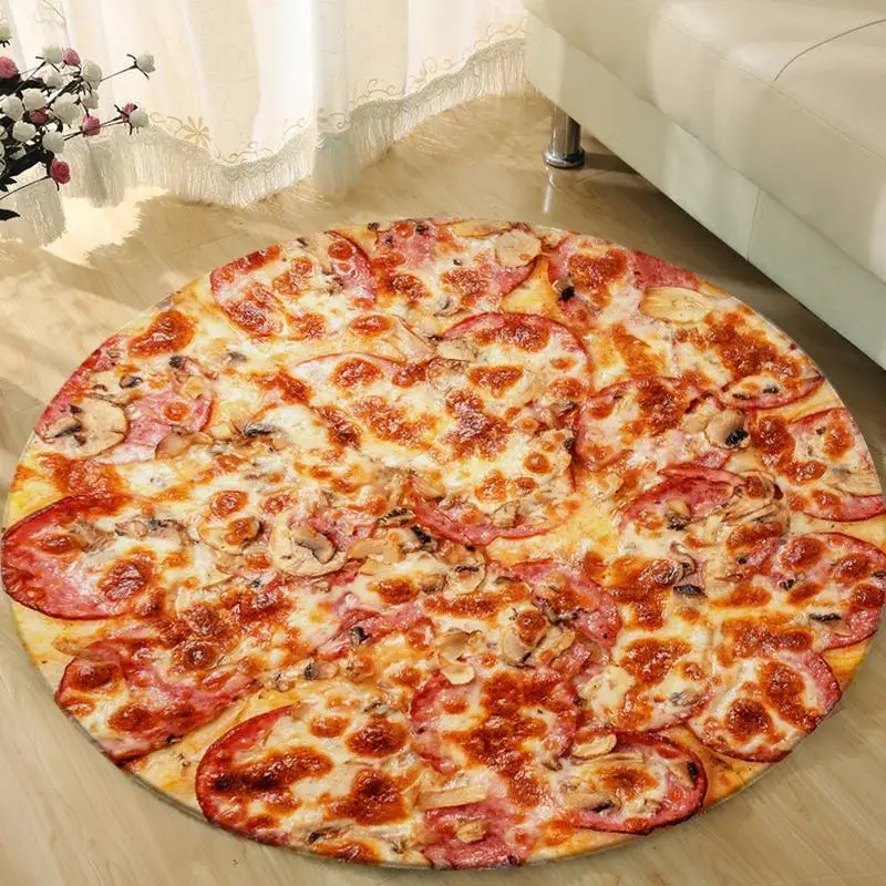 

Food Creation Pizza Printing Round Mat Living Room Non-slip Mat Unique Moisture-proof Bathroom Carpet Badkamer Accesoires