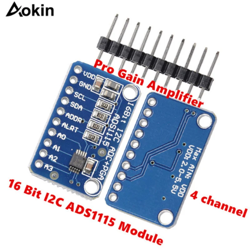 Aokin ADS1115 16 бит 4 канала I2C межсоединений интегральных схем аналого-цифровой АЦП PGA конвертер с программируемый Усилитель мощности доска для Arduino