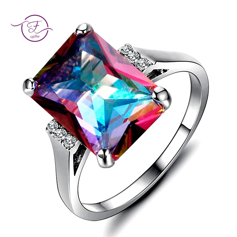 Aurora Tears Anello Regolabile In Argento 925 Con Pietra Mystic Rainbow Topaz – Placcato Oro/Oro Rosa, Gioiello Donna DR0111