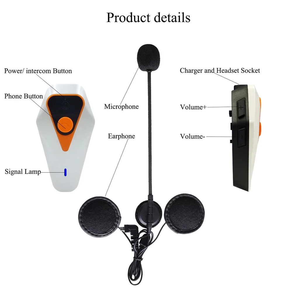 Zeepin IPX5 1000 м водонепроницаемый мотоциклетный шлем Bluetooth беспроводная гарнитура