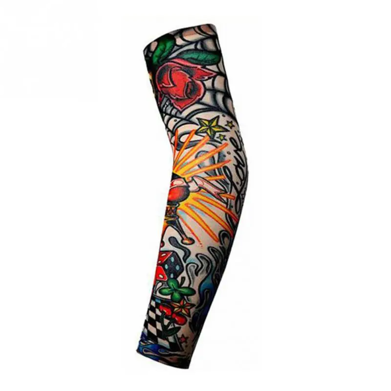 1 шт., трендовые мужские и женские тату-рукава, новые эластичные накладные временные Дизайнерские летние солнцезащитные гетры для тела
