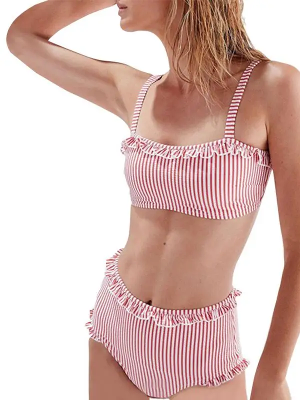 

Beach Sexy Bikini Split Color Swimsuit Women's Tube Top Sling Bikini Set Good Quality Comfortable