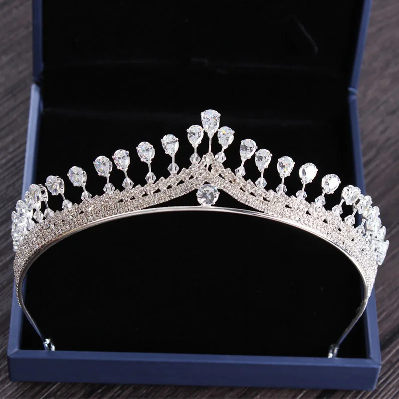 Rosebridalpark Neue Silber Vintage Königin Zirkonia Kristall Tiaras Und Kronen Stirnband Für Frauen Braut Hochzeit Kleid Haar Schmuck