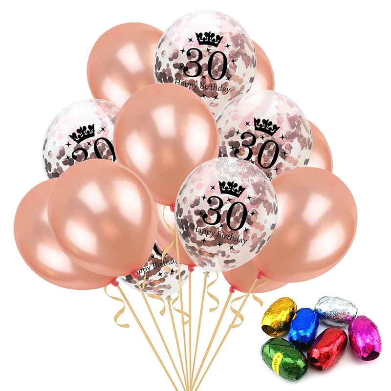 

12'' 10/15PCS Happy Birthday Balloon 1 30 60 Wedding Clear Latex Confetti Balloon Decor Party Birthday Favors Kid Air Ballon Toy