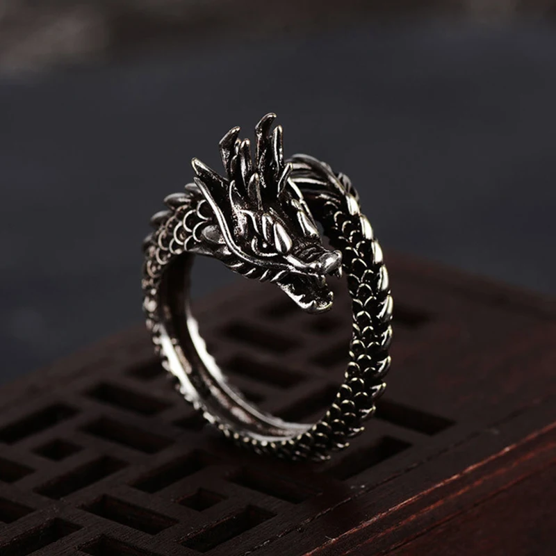 Дизайн Ретро регулируемое серебряное кольцо с драконом для мужчин и женщин индивидуальные модные кольца для открытия пальцев Прямая поставка