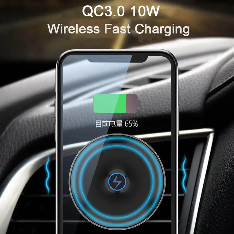 

Bakeey 10W QC3.0 Fast Charging Smart Vacuum Automatic Sensor Bracket Wireless Car Charger Holder For iPhone X XR XS