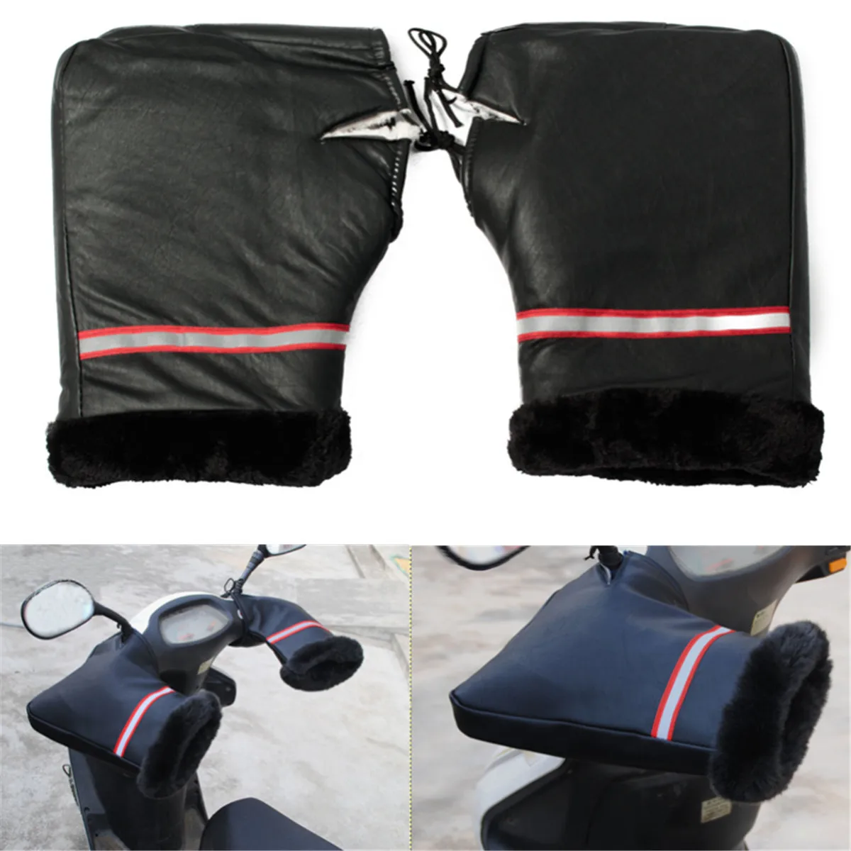 

Waterproof Windproof Winter Warm Motorcycle Scooter Quad Bike Grip HandleBar Hand Cover Glove Handlebar Fur Muffs Glove