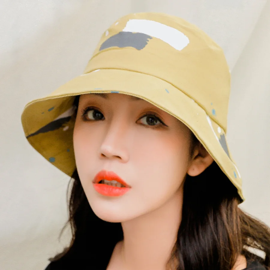 Summer-New-Style-Painted-Fashion-Cool-Bucket-Hat-Korean-Style-Japanese ...