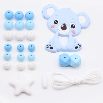 

1Set Koala Silicone DIY Set Chew Silicone Beads Teething Accessory Safe And Natural Newborn Gift Baby Teether DIY Jewelry Crafts