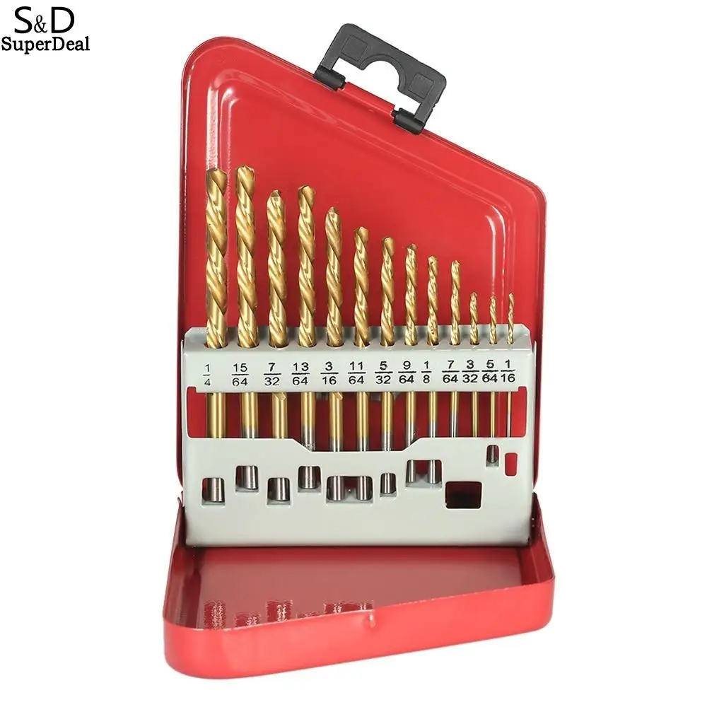 

Handed drill metal bits with Coating for Bit 13pcs accessories tools Nitride Titanium M2 Left Drill extractor power Set