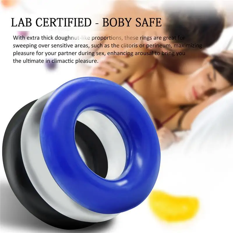 

Soft Stretchy Donut Cock Rings Waterproof Silicone Ring Relax- 3 Seamless Same Size Different Color Toys Sex Toys Adult Toys
