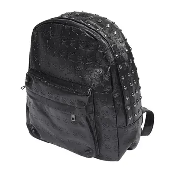 

Backpack Bag Rivet PU Skull Womens Black Women Girl