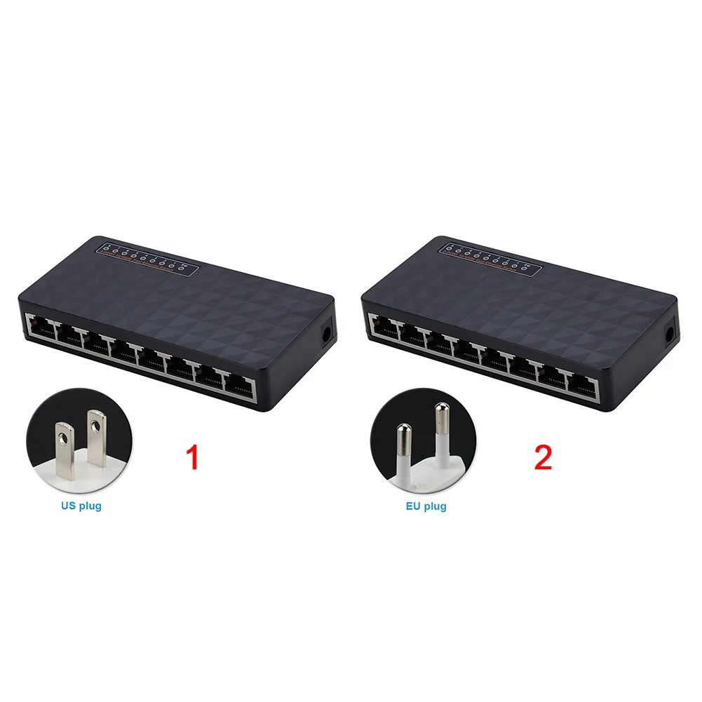 8 портов Ethernet сетевой коммутатор хаб Быстрый 10/100 Мбит/с Светодиодный индикатор мини изысканный адаптер