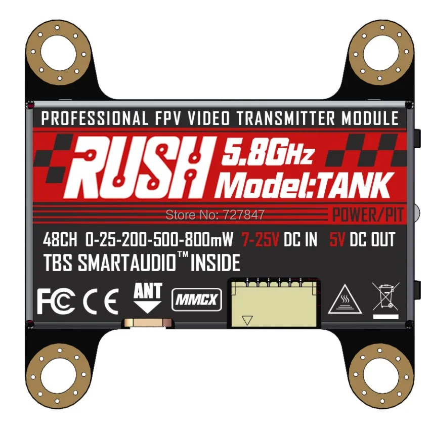 Бак RUSH VTX 5 8 ГГц 48 каналов PIT/25/200/500/800 МВт Smartaudio переключаемый av передатчик для FPV
