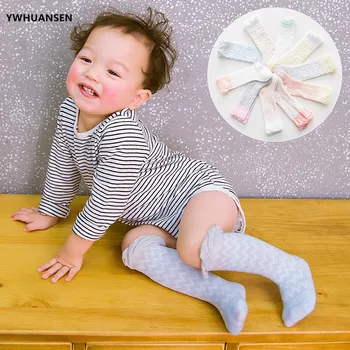 

YWHUANSEN 5 Pairs/lot Cotton Mesh Child Knee Socks Summer Thin Knee High Socks Anti-mosquito Sock for Boy Girl Children Footwear