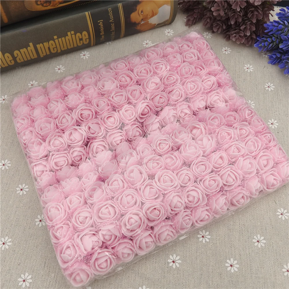 

144pcs 2cm Mini Foam Rose Artificial Flower Bouquet Multicolor Rose Wedding Flower Decoration Scrapbooking Fake Rose Flower