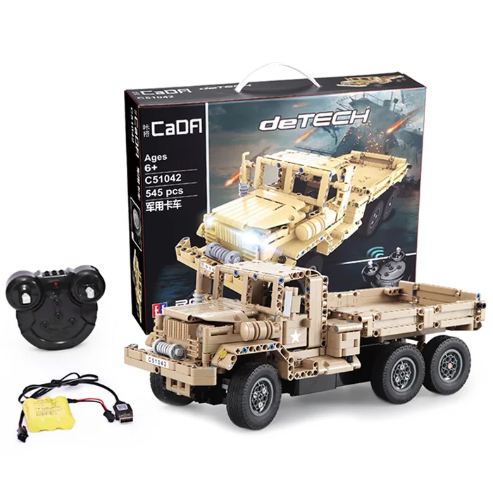 

CaDA DIY Assembled Simulation Military Truck Building Block Toy with Remote Control
