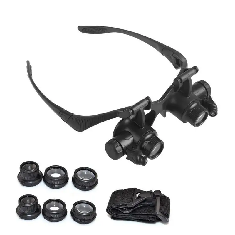 

Watch Repair Magnifier Head Mount Magnifier with LED Light Double Eye Loupe Jeweler Magnifying Glasses with Replaceable Lenses