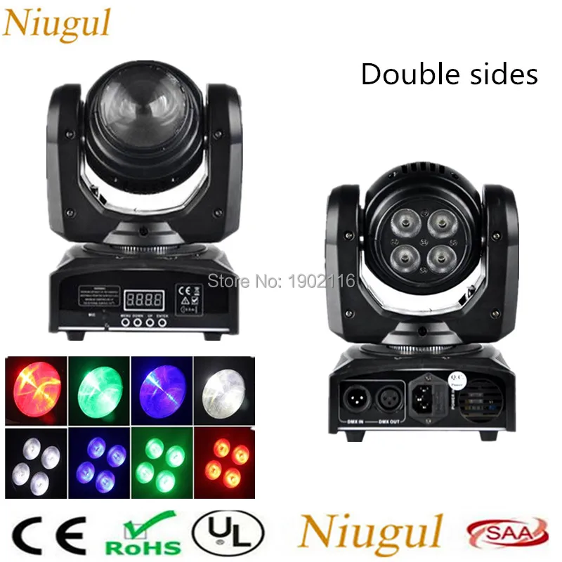

2pcs/lot LED Beam Wash Double Sides Moving Head Light 4 x10W+1 x10W RGBW DMX512 LED Rotating Stage Lighting For Club Disco Party