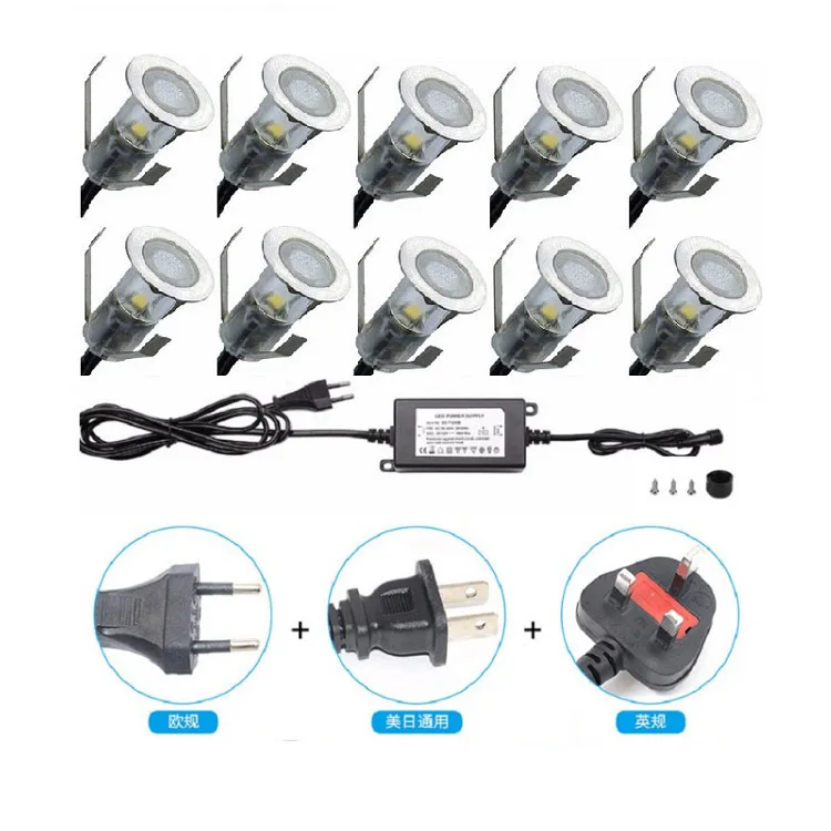 30 шт. светодиодный ПА Водонепроницаемый ip68 0,4 Вт 10 шт./компл. 4 Вт 400LM Нержавеющая сталь SMD2835 EU/US/UK Штепсель для уличная садовая дорожка