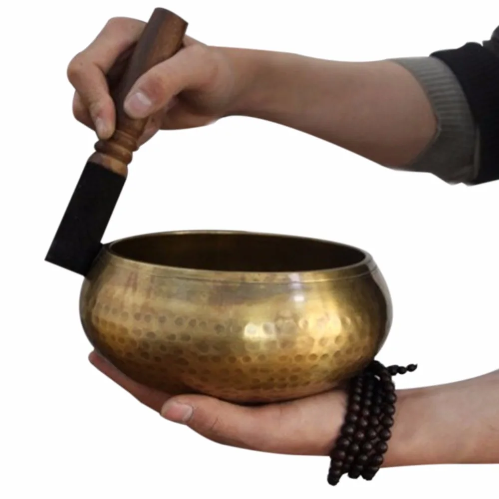 New Copper Crafted Gilt Yoga Singing Bowl Buddhism Tibetan Chakra Meditation