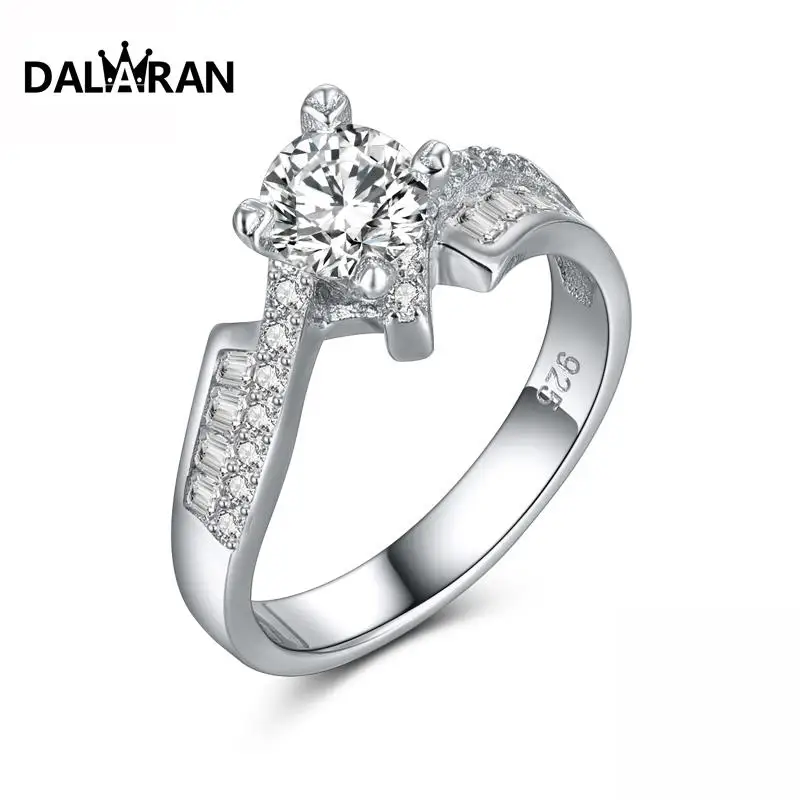 

DALARAN Wedding Anniversary Rings 925 sterling silver For Women Glittering Round CZ Finger Ring Fashion Fine Jewelry Gift