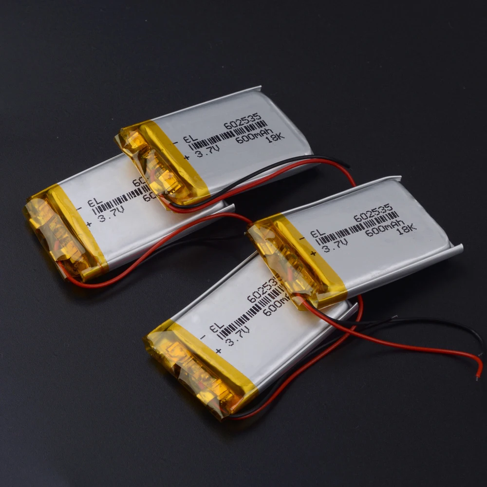 High Capacity Mini 602535 3.7V 600mAh Rechargeable Li Po Battery For MP3 MP4 GPS Bluetooth