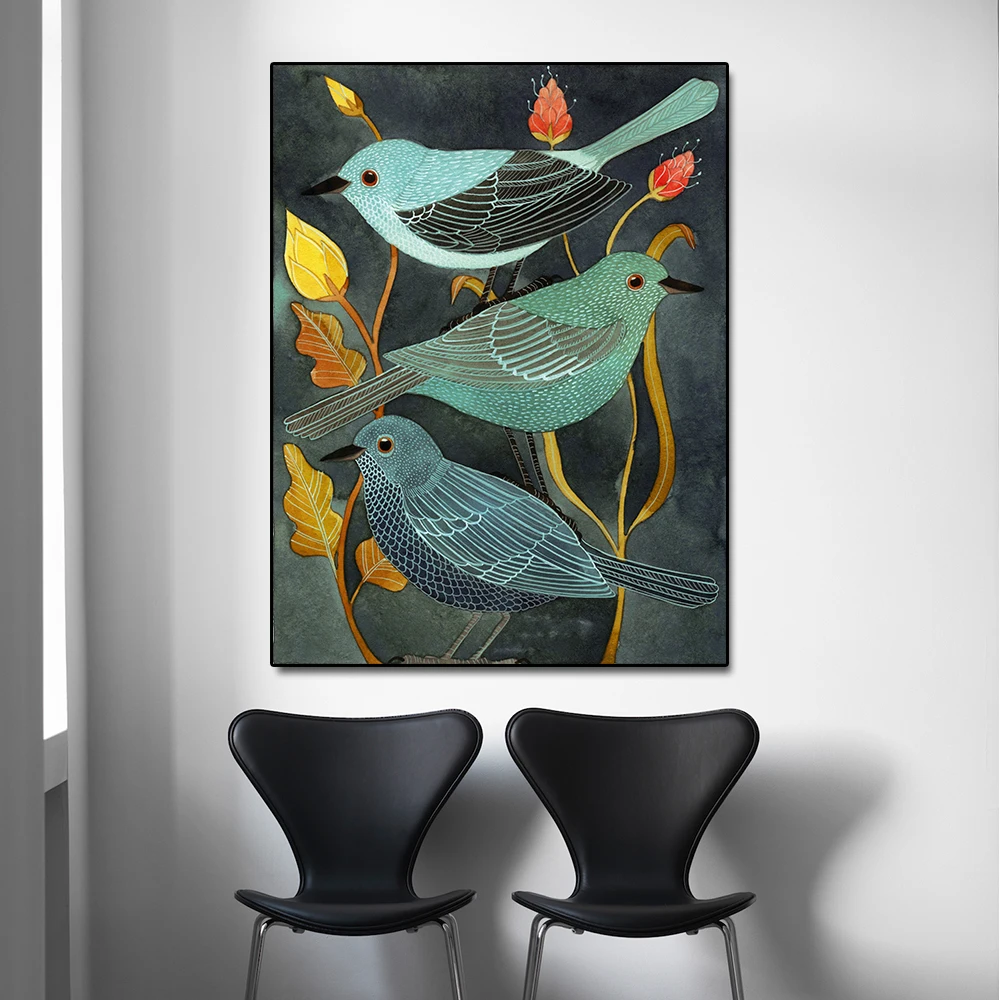 

The Story of Nightingale and Plants Animals Birds Oil Painting on Canvas Wall Art Pictures for Living Room Home Decor No Frame