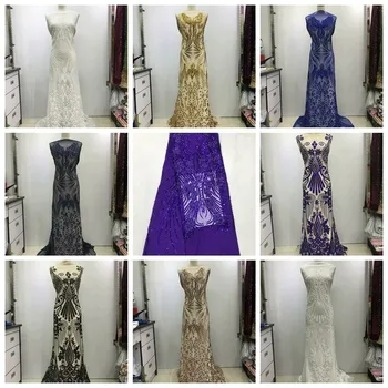 

New Design French Net Sequin Lace Fabric 2019 Latest African Sequin Lace Fabric With Embroidery Tulle Lace Fabric Free Shipping