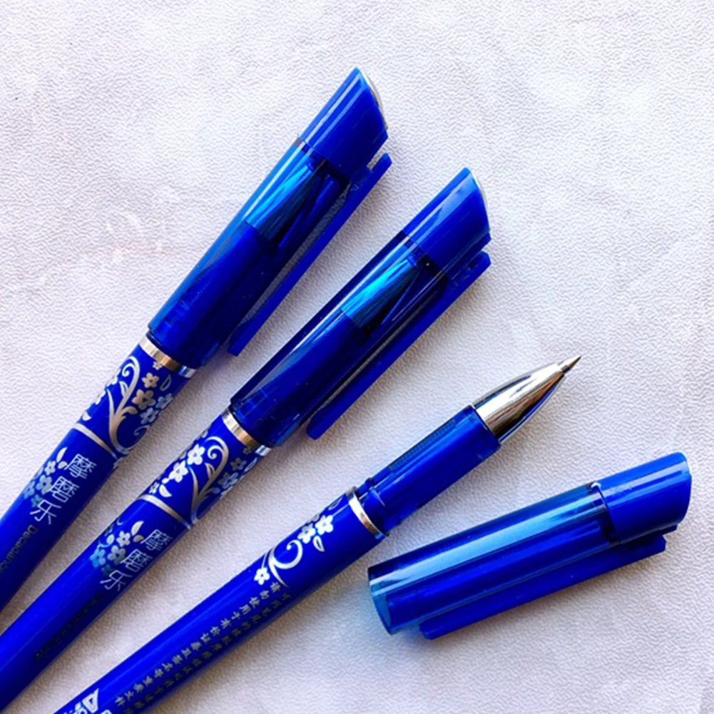 

12pcs/box Smooth Writing Business Erasable Black Blue Refill School Office Stationery Students Gel Pen 0.5mm Tip #0103