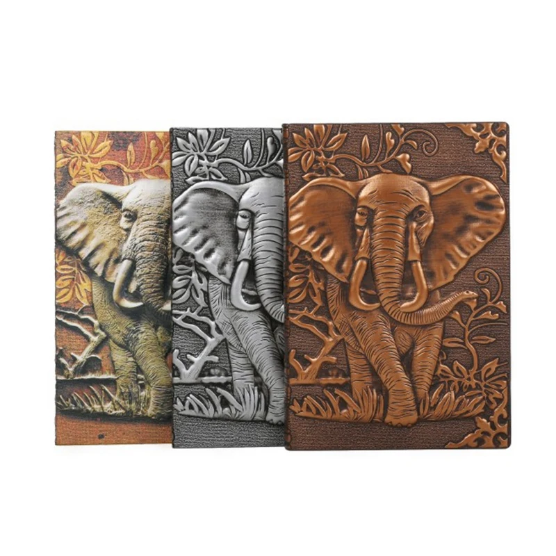 

New Elephant Cover A5 Notebook Vintage Journal Retro Notepad Relief Effect Cute European Diary Office Stationery Kawaii