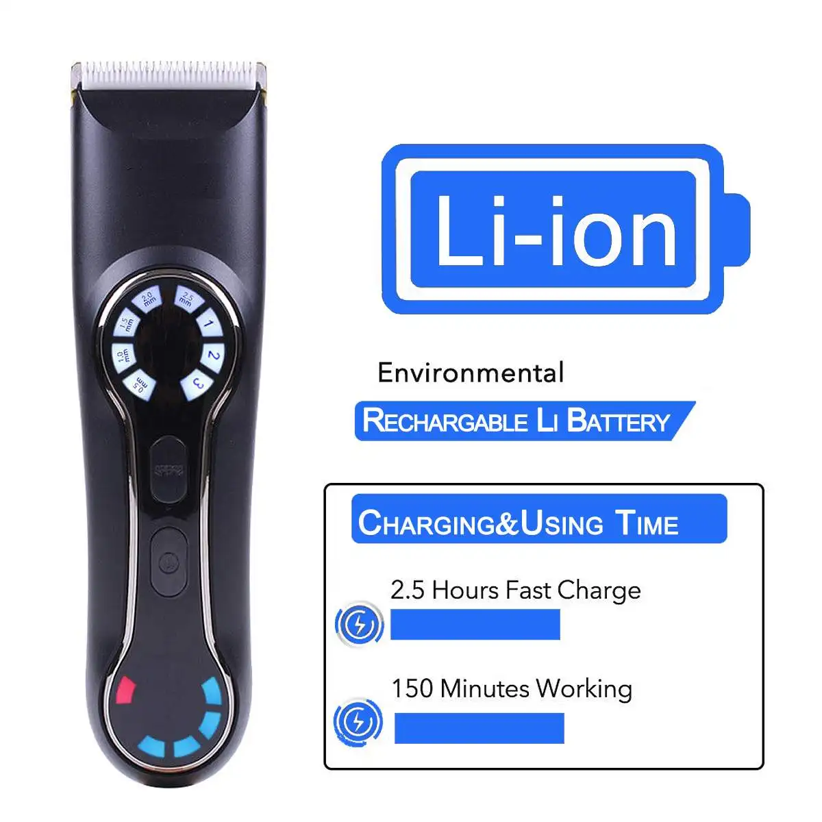 

Professional LCD Digital Hair Trimmer Rechargeable Electric Hair Clipper Men's Cordless Haircut Adjustable Ceramic Blade